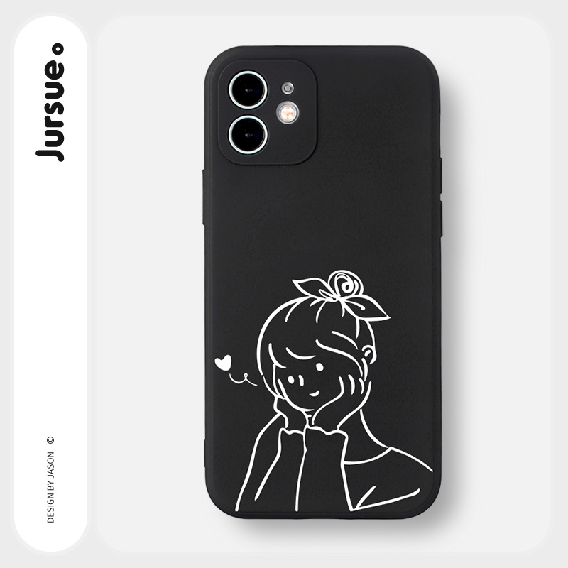 Ốp lưng JURSUE mềm hình cặp đôi dễ thương đẹp cho iPhone 13 12 11 Pro Max SE 2020 X XR XS ip 8 7 6 6S Plus kute Y213