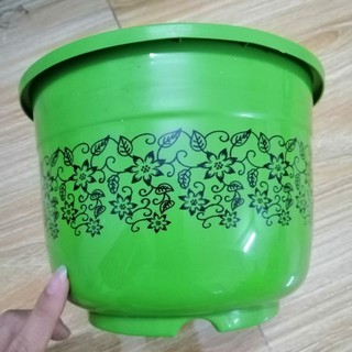 Chậu nhựa tròn in hoa văn 21x15cm