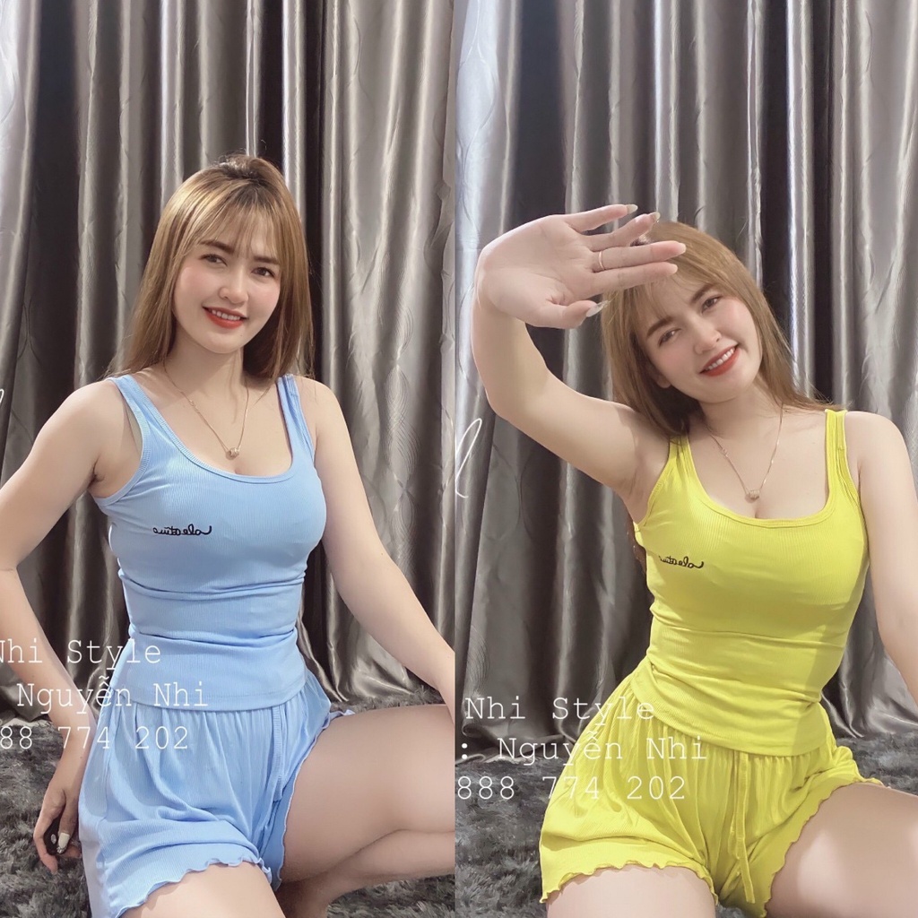 Bộ ngủ hai dây to thun tăm, Sét đồ ngủ sexxy co giãn chất mát lạnh BN0088 - NhiNhi Shop