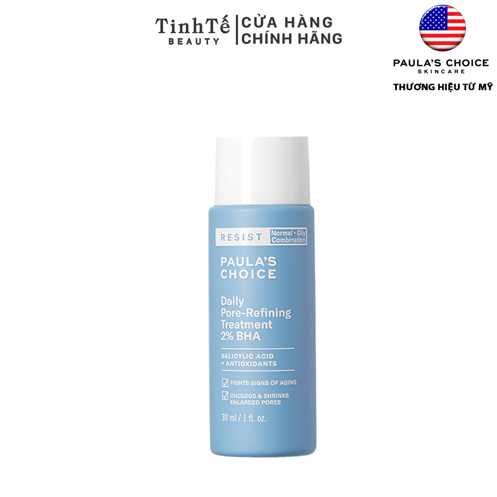Dung dịch tẩy da chết, thu nhỏ lỗ chân lông Paula's Choice RESIST Daily Pore-Refining Treatment 2% BHA 30ml