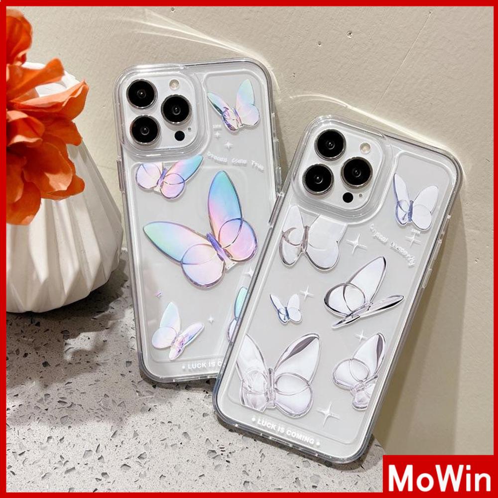 iPhone Case Clear Case Soft Thick TPU Shockproof HD Protection Camera Plating Button Gradient Butterfly For iPhone 13 Pro Max iPhone 12 Pro Max iPhone 11 iPhone 7 Plus