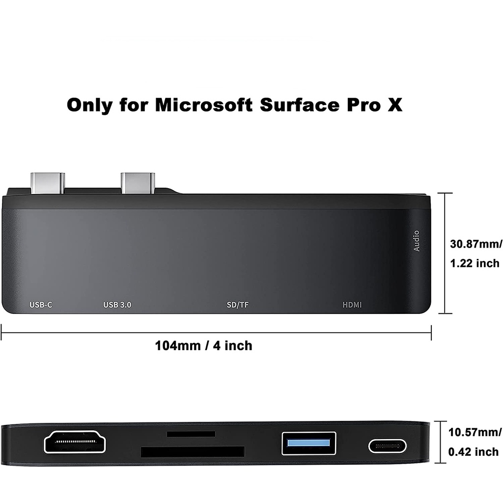 MICROSOFT Trạm Kết Nối 6 Trong 1 Đầu Vào 4K HDMI USB 3.0 TF/SD 60W Đầu Vào USB-C 3.5mm