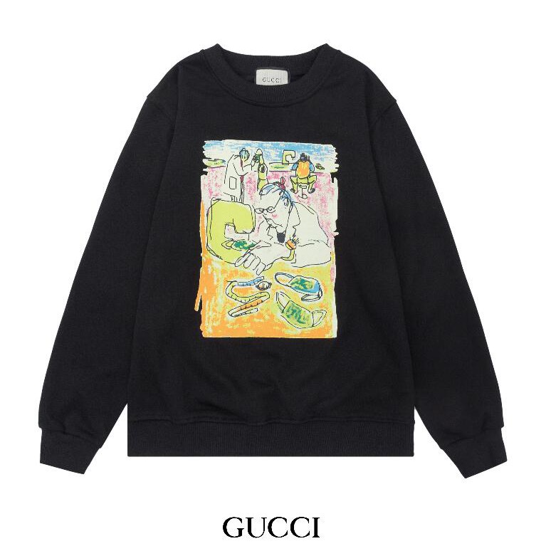 Áo Sweater Cổ Tròn Chất Liệu Cotton In Hình Gucci Thời Trang