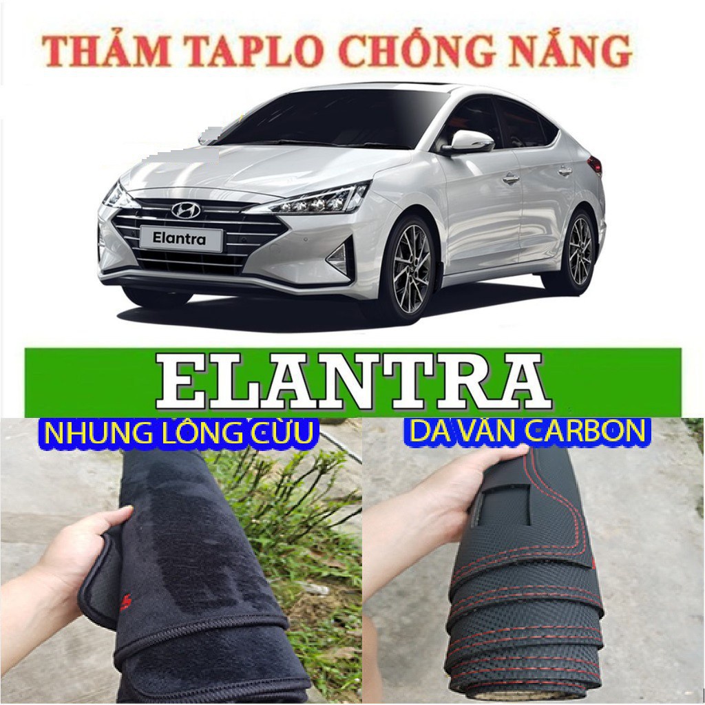 Thảm taplo da vân carbon và nhung xe Huyndai Elantra 2016 - 2021- Hàng cao cấp