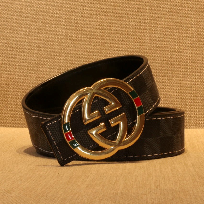 COMBO ( Thắt lưng - Ví da ) GG caro đen phong cách trẻ - cực cá tính 2021