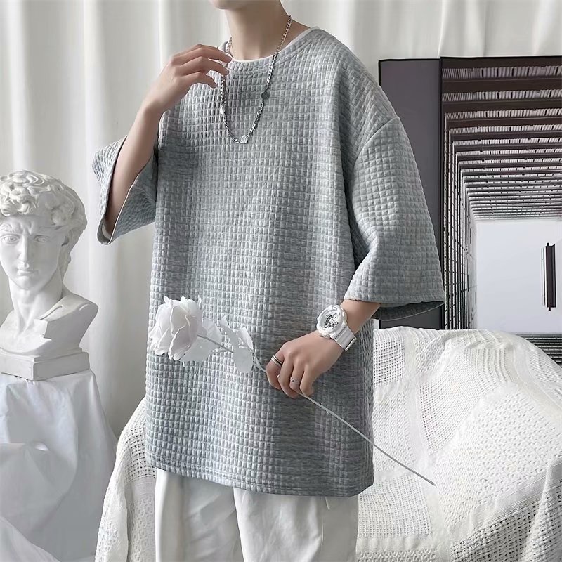 Áo Thun Tay Ngắn Cổ Tròn Thời Trang Phong Cách Hàn Năng Động Cho Nam