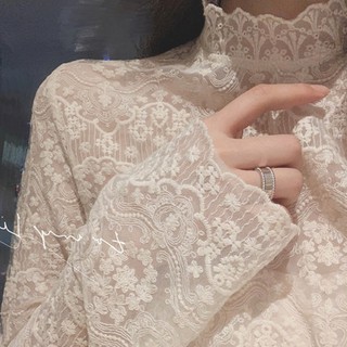 Áo ren cổ lọ tay dài tiểu thư