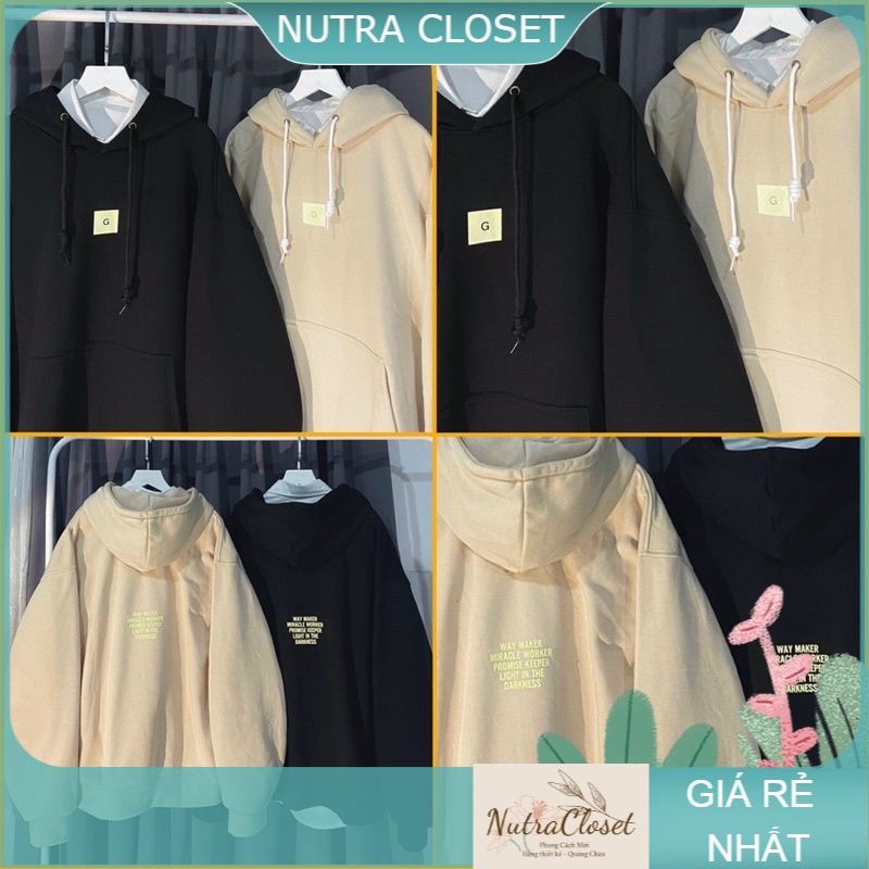Áo khoác chui đầu hoodie nỉ in chữ trước sau unisex ulzzang nam nữ