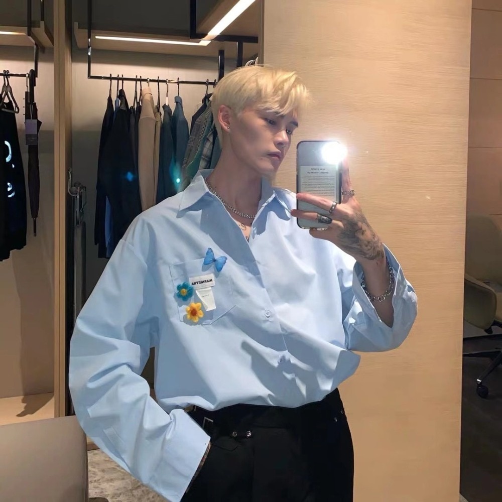 Áo sơ mi nam dài tay họa tiết hoa thiết kế thời trang