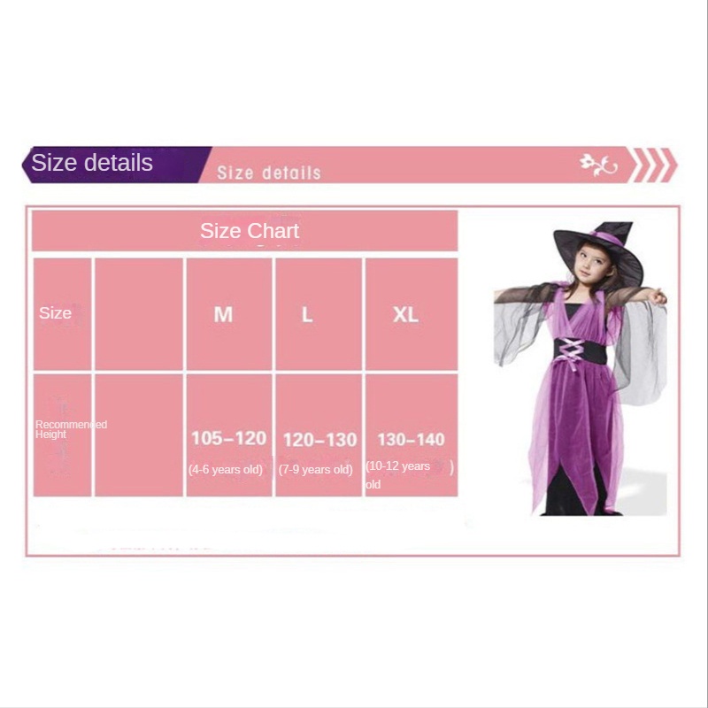Đầm Hóa Trang Phù Thủy Kèm Mũ Dễ Thương Cho Bé Gái