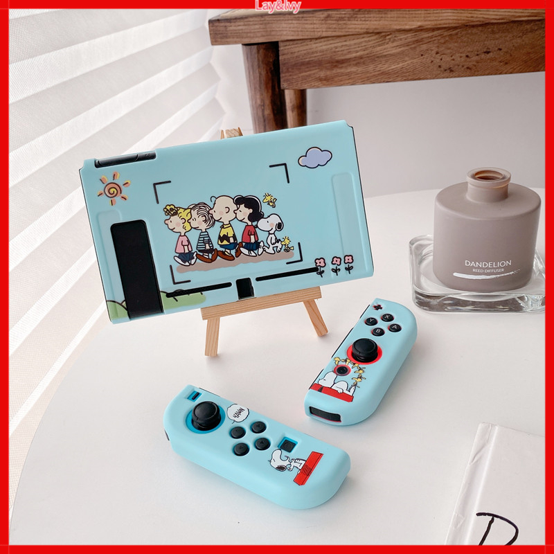 Cartoon Cute Snoopy & Charlie Little Buddy Nintendo Switch IMD Silicone Drop-resistant Split Type Game Console Protective Case Soft Case