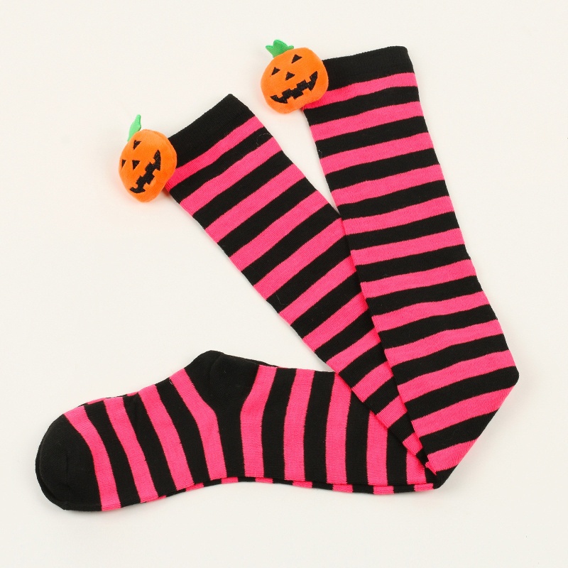 Vớ Dài Họa Tiết Kẻ Sọc 3D Phong Cách Halloween Thời Trang Cho Nữ