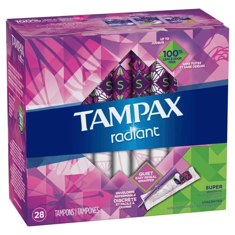 BVS TAMPAX RADIANT USA nội địa Mỹ.