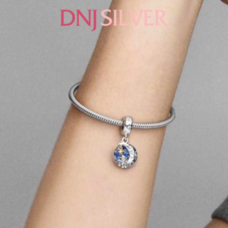 [Hàng cao cấp] Charm bạc 925 cao cấp, hàng chuẩn bạc - Charm Santa Claus On The Moon Double thích hợp để mix vòng tay