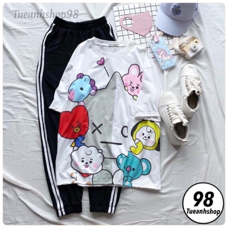 ✅✅FULL SET ÁO 3D Cartoon+ QUẦN JOGGER TRƠN SỌC CAO CẤP SIÊU HOT - Set Đồ Bộ Nữ Quần Dài Thể Thao