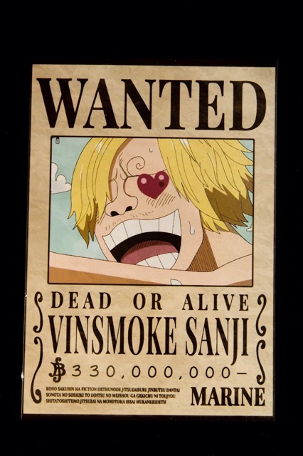 Bộ 9 ảnh WANTED one piece truy nã đề can bóc dán khác nhau