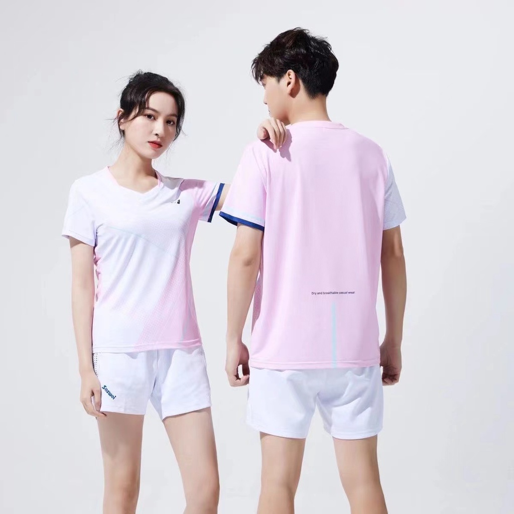 Sự Kiện Mới Áo Thun Thể Thao Tay Ngắn Nhanh Khô Cho Nam Nữ Tập Luyện Đánh Cầu Lông tennis Bàn Tay Ngắn