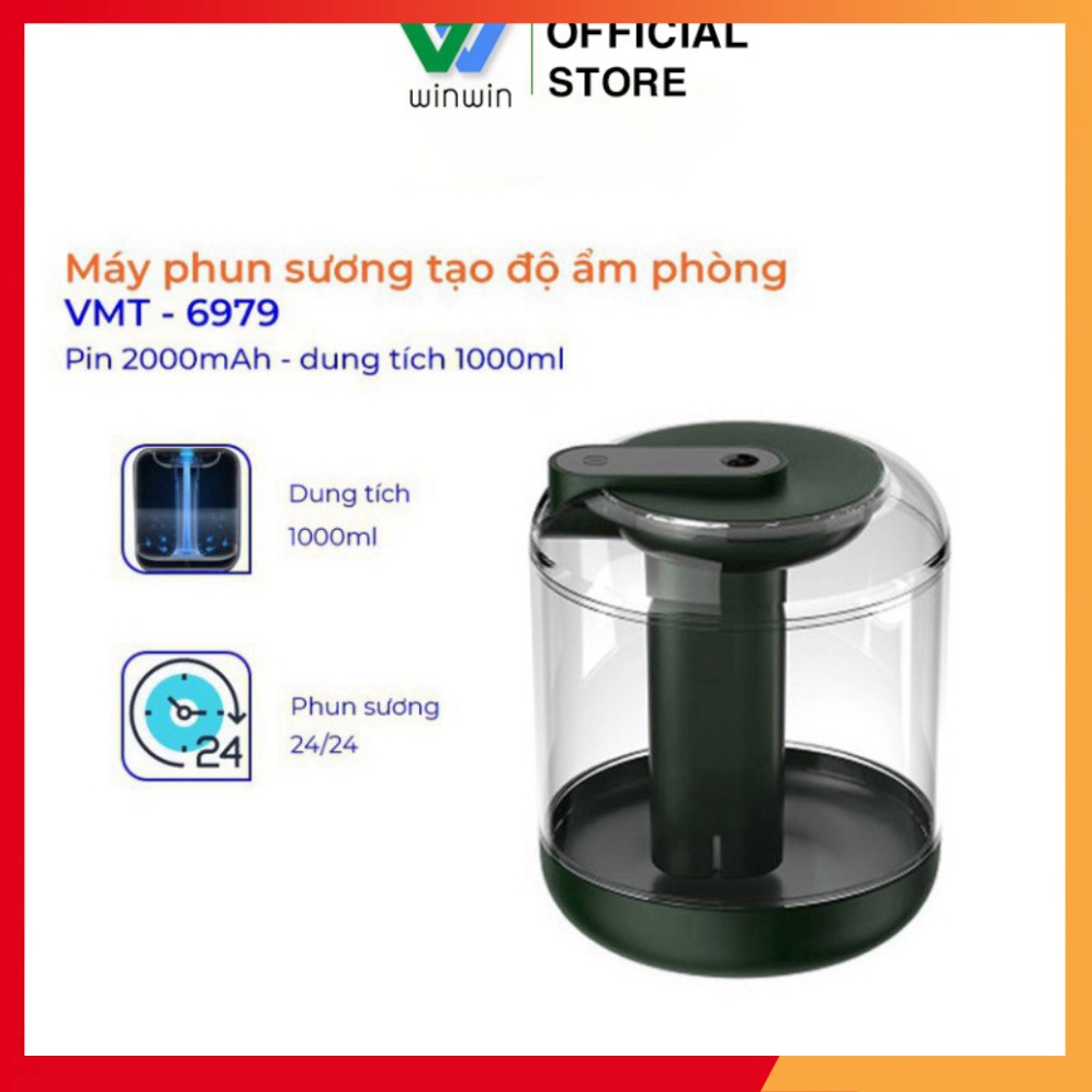 Máy phun sương khuếch tán tinh dầu [SẴN HÀNG] máy xông phòng tạo độ ẩm cao cấp có đền led, sạc usb_vimart