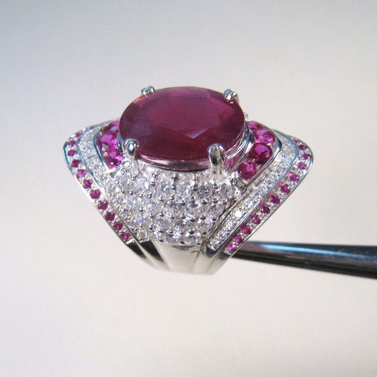 Nhẫn Đính Đá Ruby Thời Trang Tinh Tế Cho Nữ