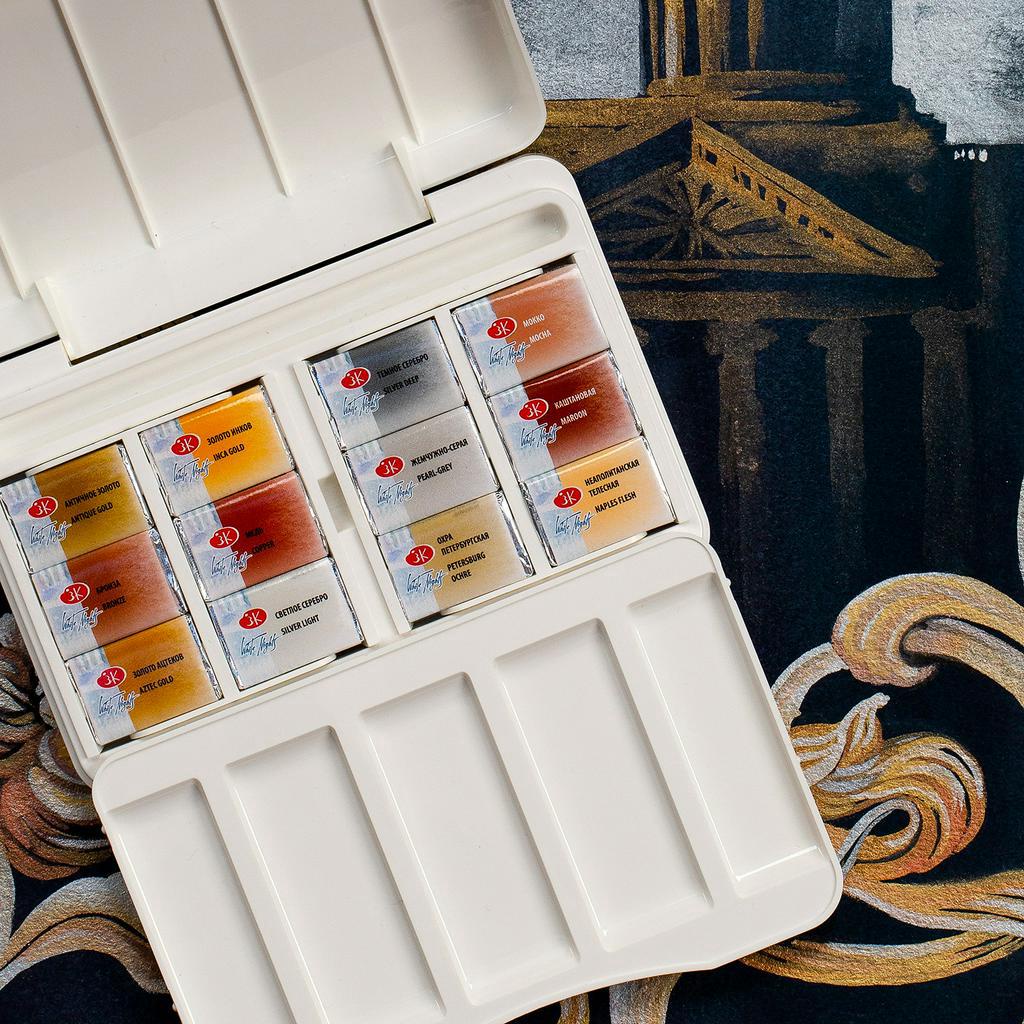 Màu Nước White Nights Metalic + Pastel 12 Màu Hộp Nhựa