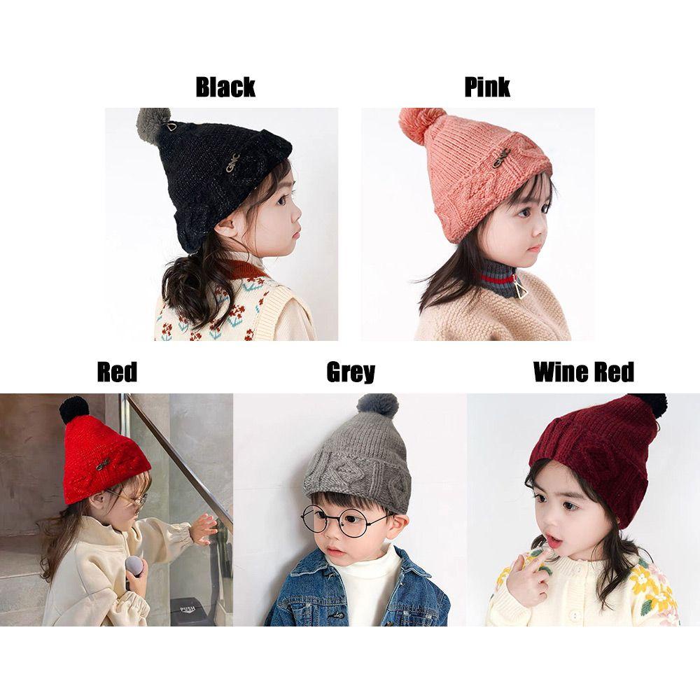 Mũ Beanie Dệt Kim Cao Cấp Màu Trơn Dễ Thương Cho Bé