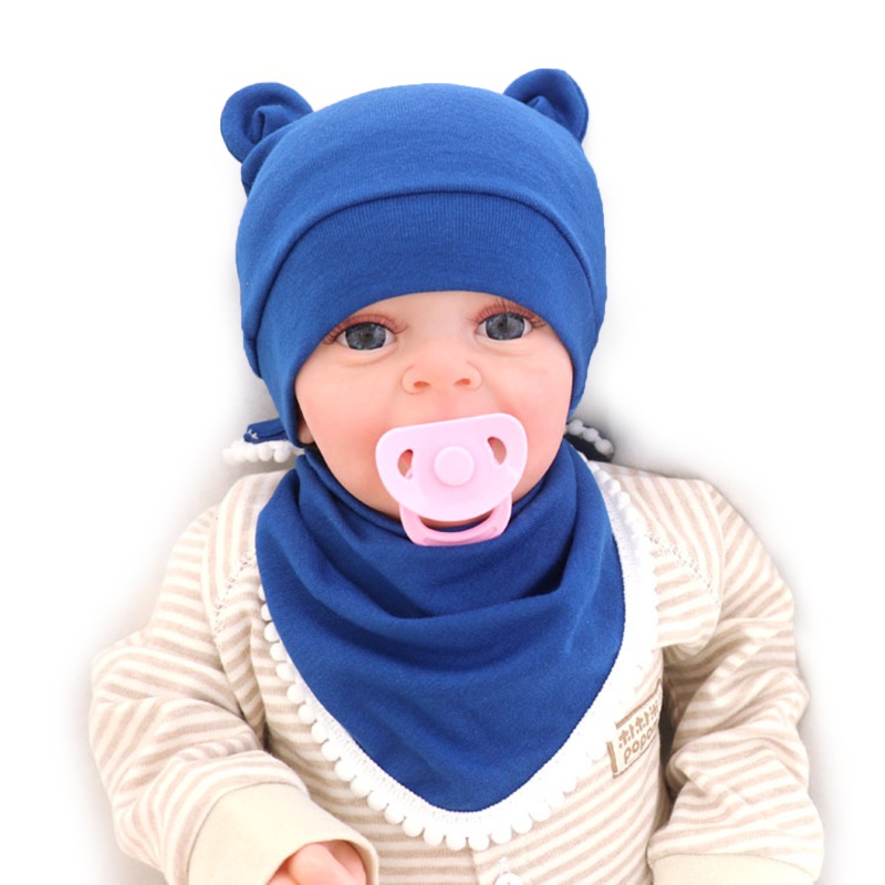 Bộ 2 Yếm Ăn Cotton Mềm Mại Có Nón Dễ Thương Cho Bé Sơ Sinh