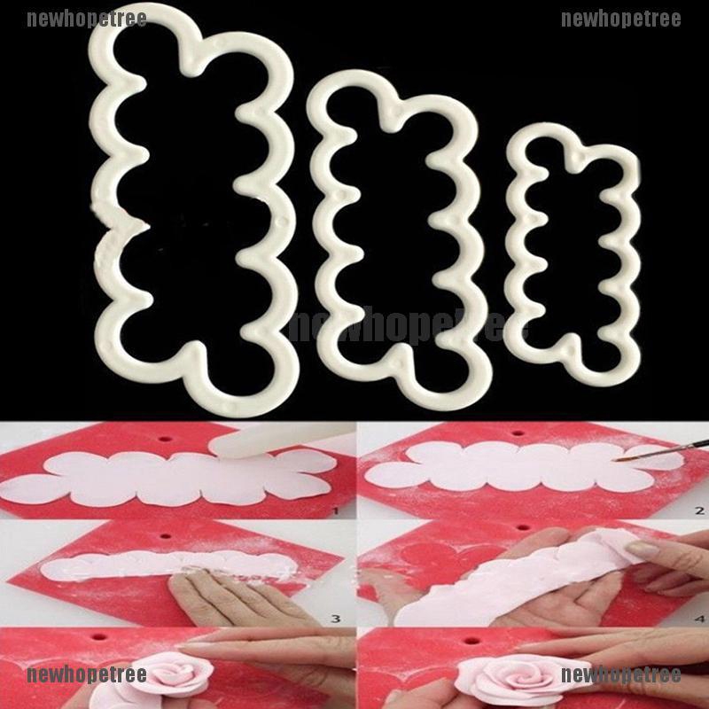 Set 3 Khuôn Cắt Tạo Hình Hoa Hồng 3D Trang Trí Bánh