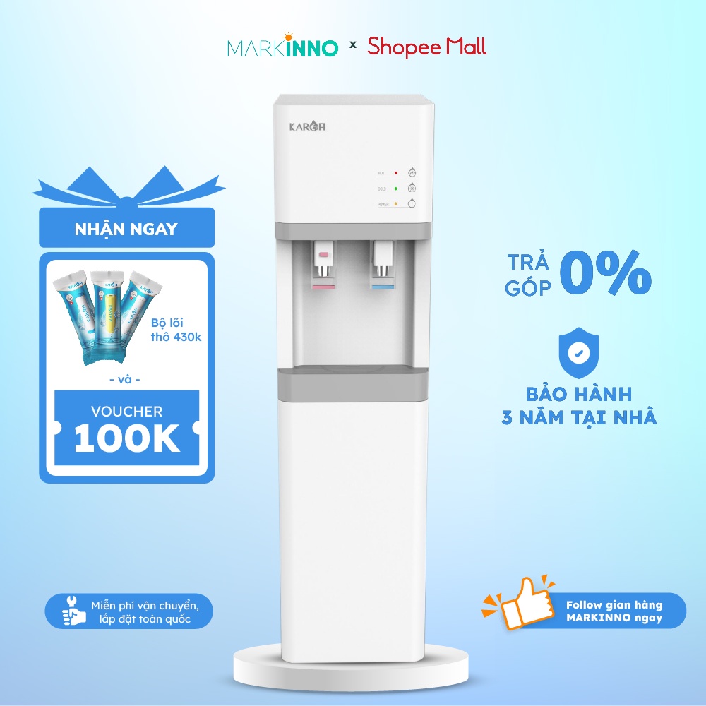 Máy lọc nước nóng lạnh 2 vòi KAROFI HCV200RO/HCV200 bình 3.2L, hệ thống RO 6 cấp công nghệ block