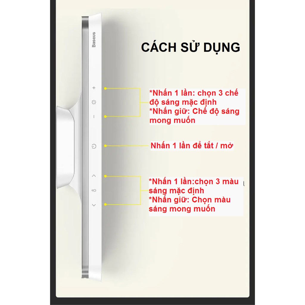 Đèn sạc cầm tay/ hoặc treo bằng lực hít nam châm Baseus Magnetic stepless dimming DGXC-02 (Bản Pro)