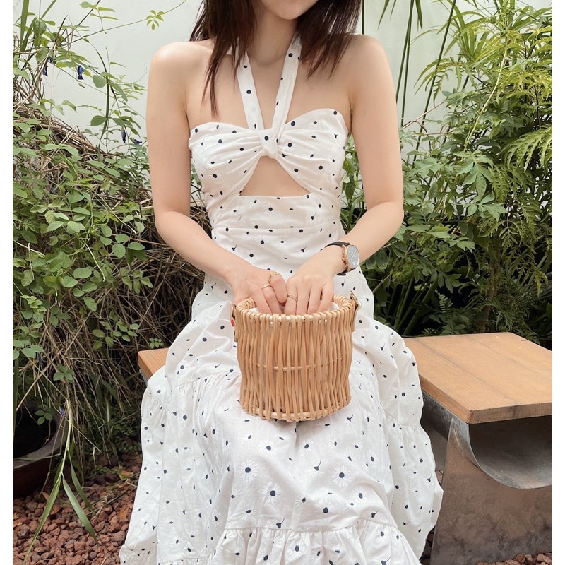 WHITE HALTER LONG DRESS - Váy dài cổ yếm - Thiết kế bởi IAMCOCO.OFFICIAL