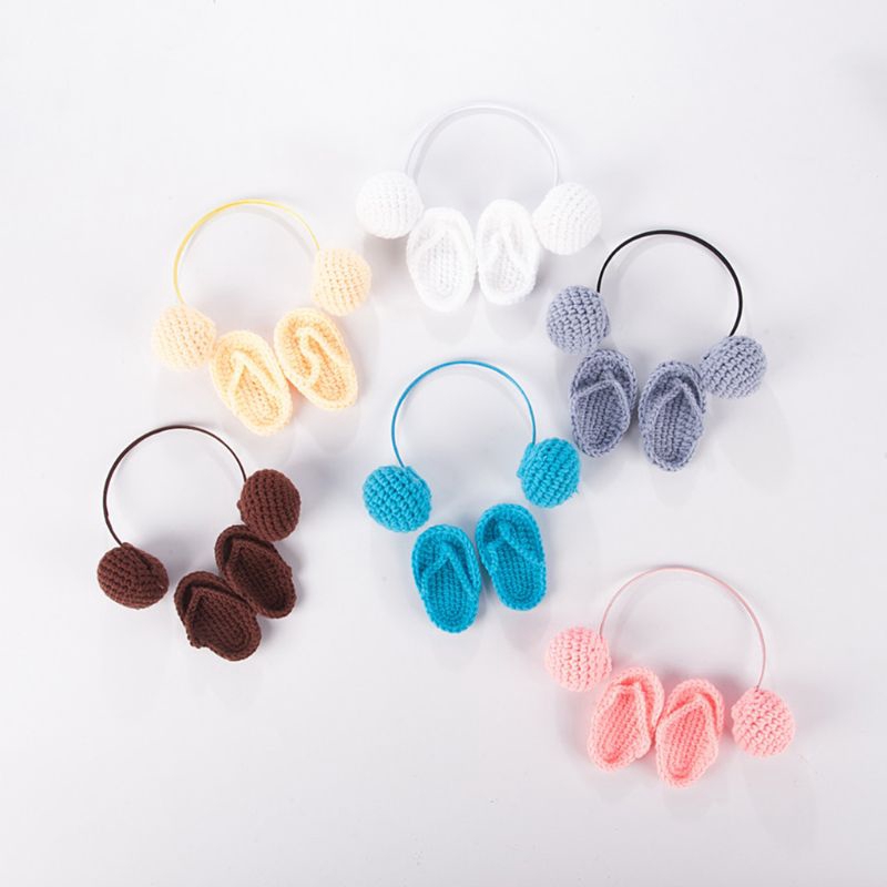 Bộ dép và tai nghe bằng len dệt mini dùng chụp ảnh dành cho bé sơ sinh