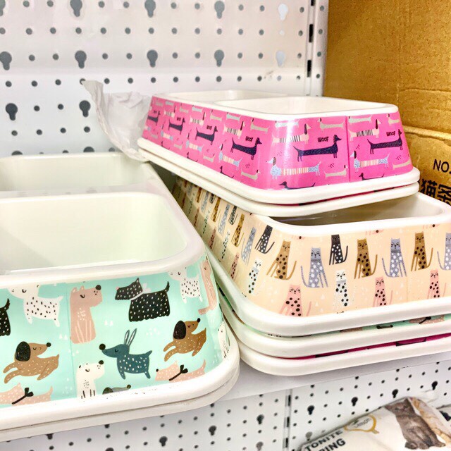 CHÉN ĂN ĐÔI VUÔNG CHO CHÓ MÈO (giao màu ngẫu nhiên)