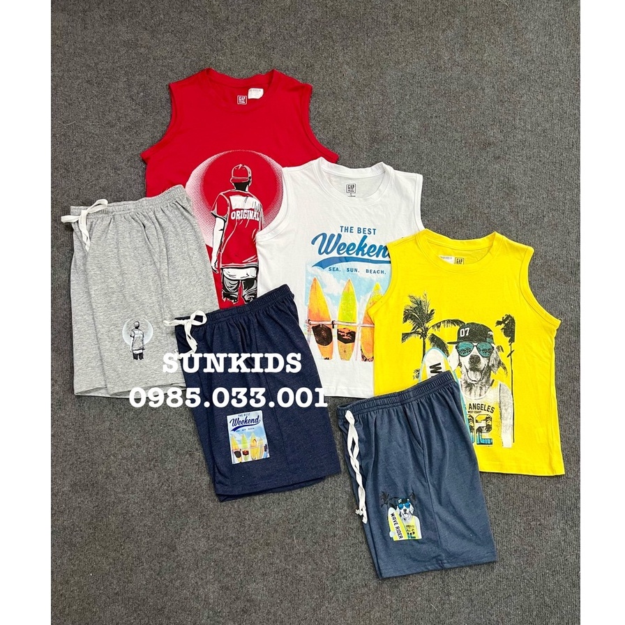 Bộ hè ba lỗ bé trai G,ap nhiều hình 100% cotton