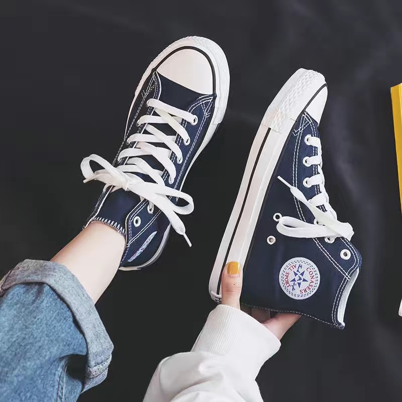Giày thể thao canvas cổ cao phong cách Hàn Quốc thời trang xuân thu cho nữ 2021