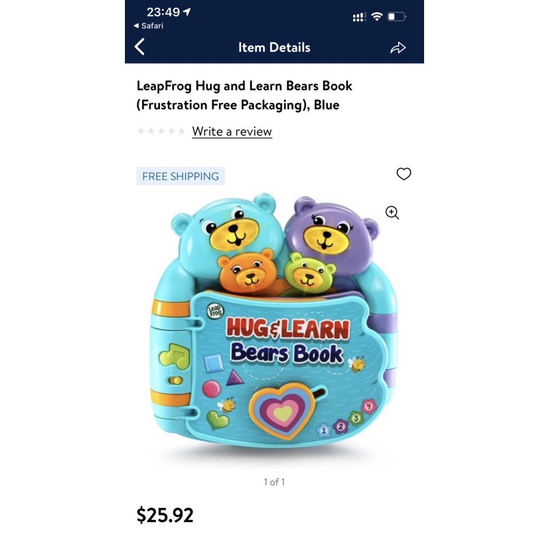 Đồ chơi Leapfrog - Sách nhạc Hugs and Learn Bear book