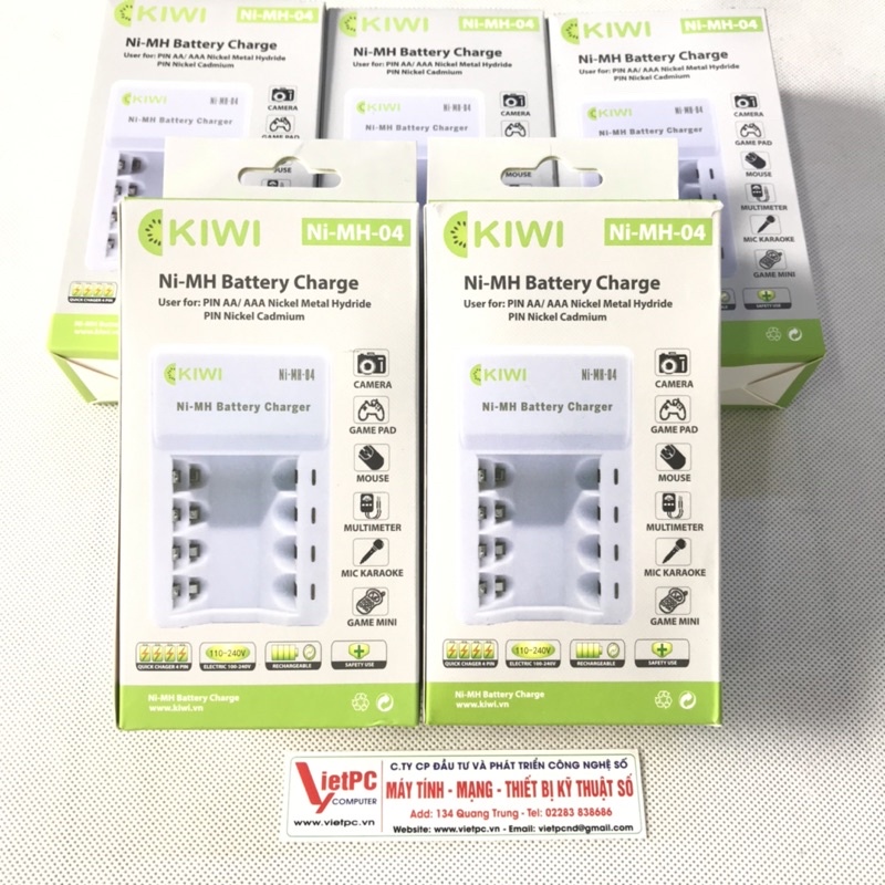Bộ Pin sạc KIWI 3300 mAh vỉ 4 Viên và Bộ sạc KIWI chính hãng
