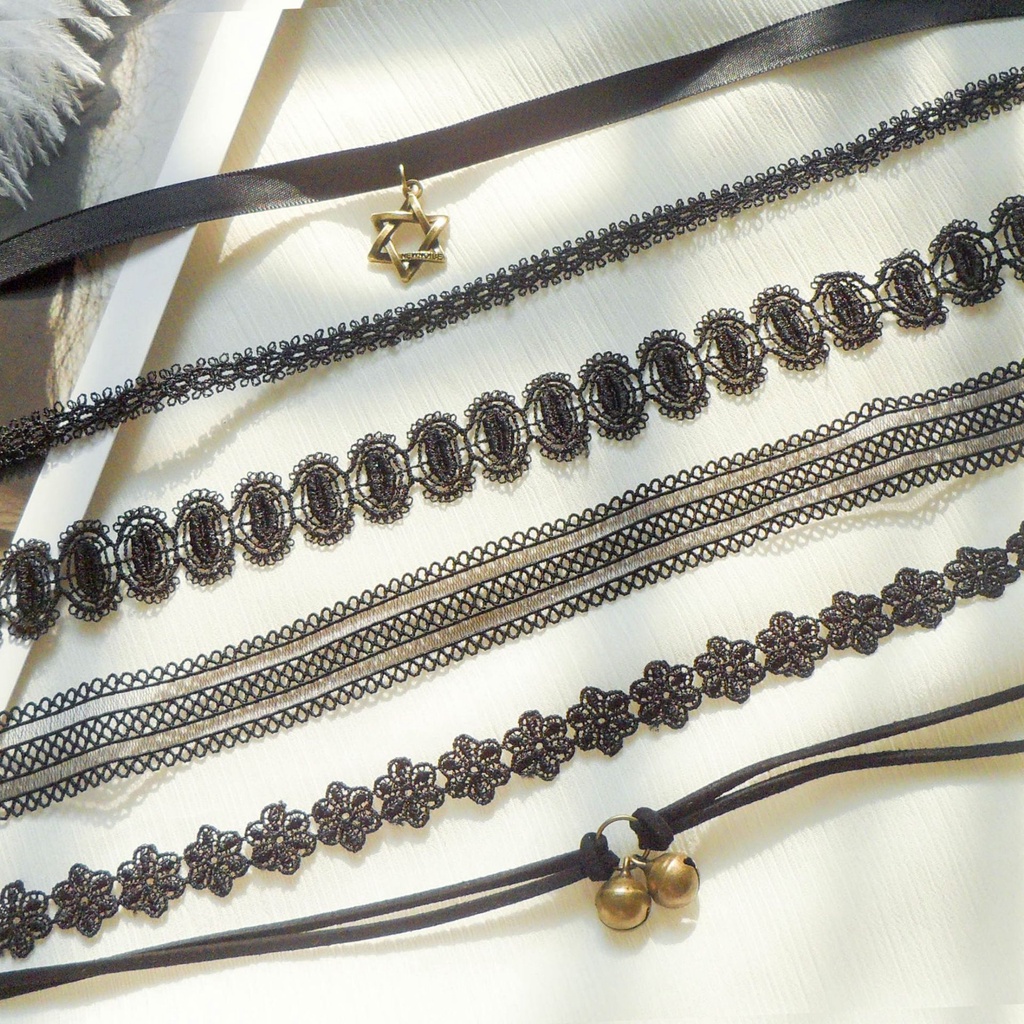 Vòng Cổ choker Dây Đen Phong Cách gothic