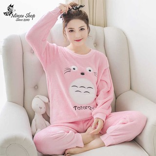Bộ ngủ - bộ mặc nhà băng lông siêu mềm mại, ấm áp, mặc lại dễ thương, mùa đông ôm như ôm gấu