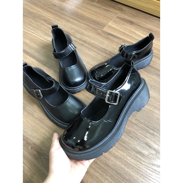 (Có Sẵn) Giày Lolita Giày Búp Bê Nữ Mary Jane Quai Ngang Cài Mũi Vuông đế 5 phân Phong Cách Hàn MJ 02