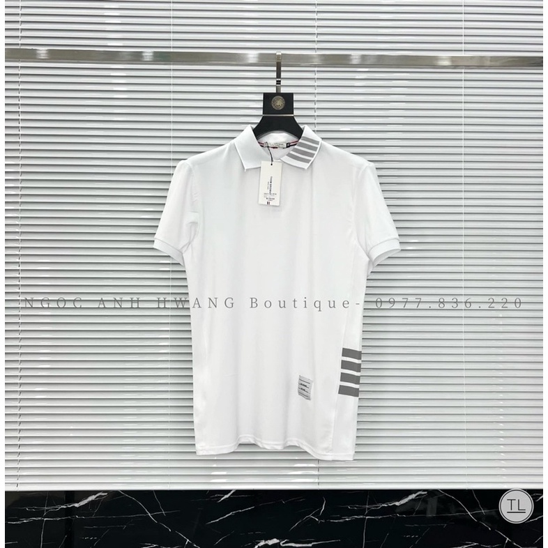 Áo Phông Polo Thom Sọc Tay Sọc Cổ Hot Trend Nam Nữ Unisex Form Rộng- Áo Thun Cổ Bẻ Thom 4 sọc
