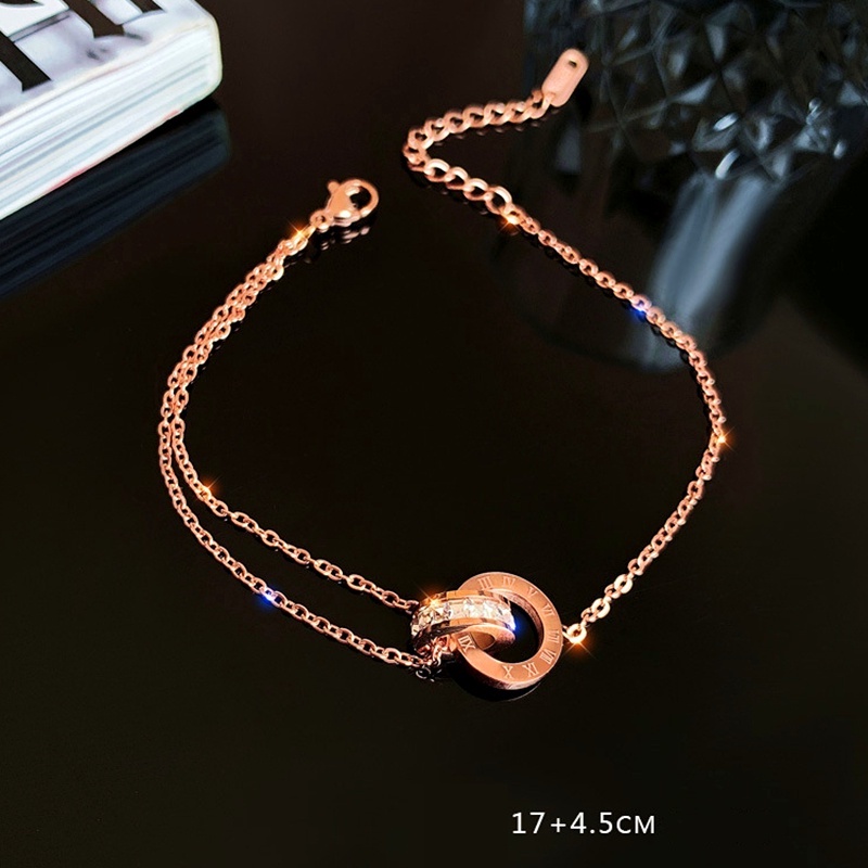 Lắc tay titan nữ không gỉ khắc số la mã vòng tay nữ phong cách ins hàn quốc