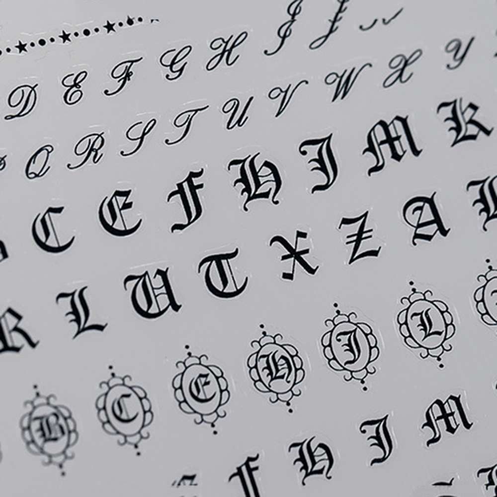 1 Miếng Dán Trang Trí Móng Tay Trong Suốt In Chữ Tiếng Anh / Biểu Tượng 5D Diy