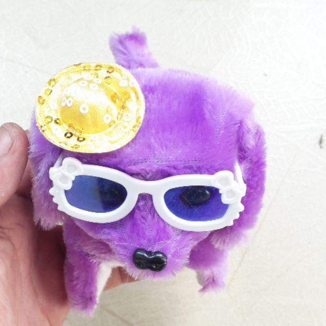 Chú chó thời trang bằng vải và nhựa có nhạc và đèn Led tặng kèm pin