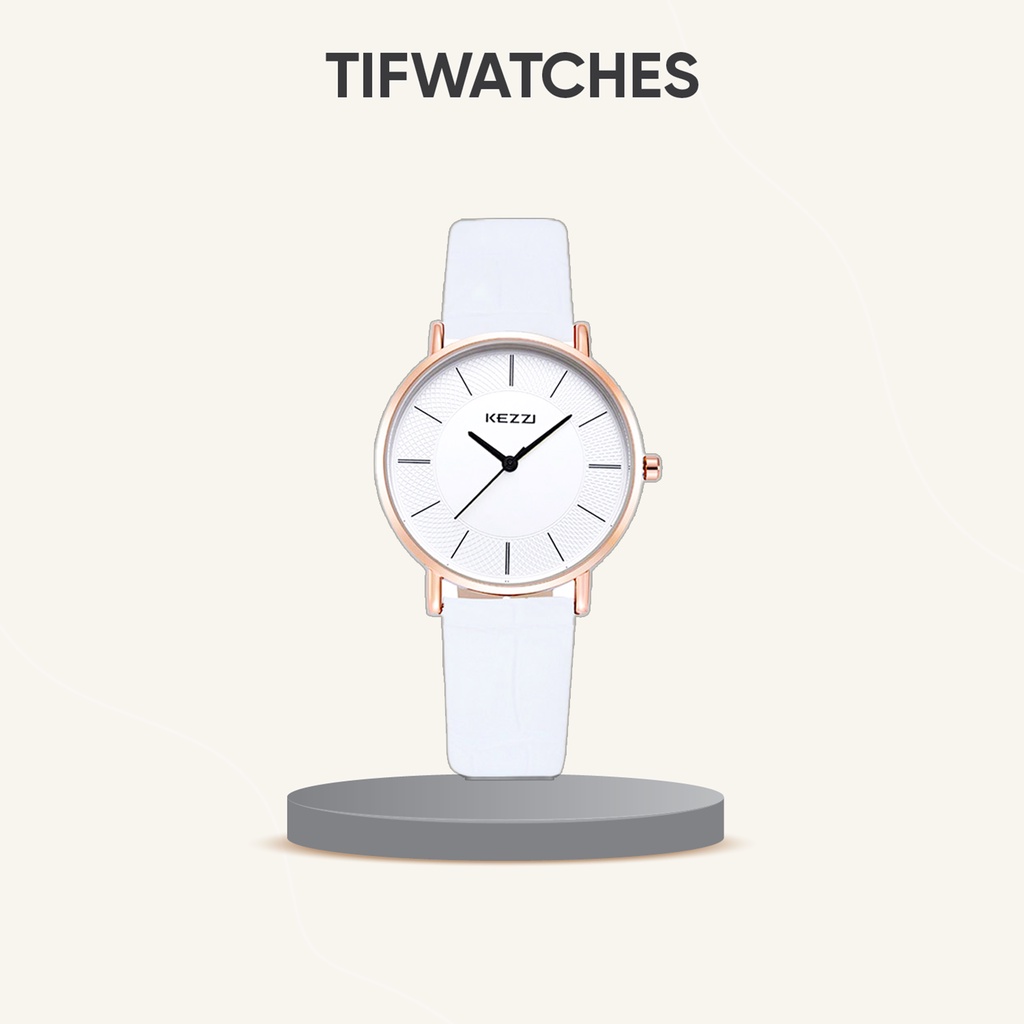 Đồng hồ cặp nam nữ cao cấp KEZZI CLASSIC trắng đồng hồ dây da thời trang chính hãng Watchesbytif size 32mm 40mm