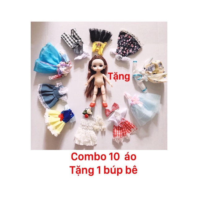 quần áo búp bê 16 cm - combo 10 áo ngẫu nhiên