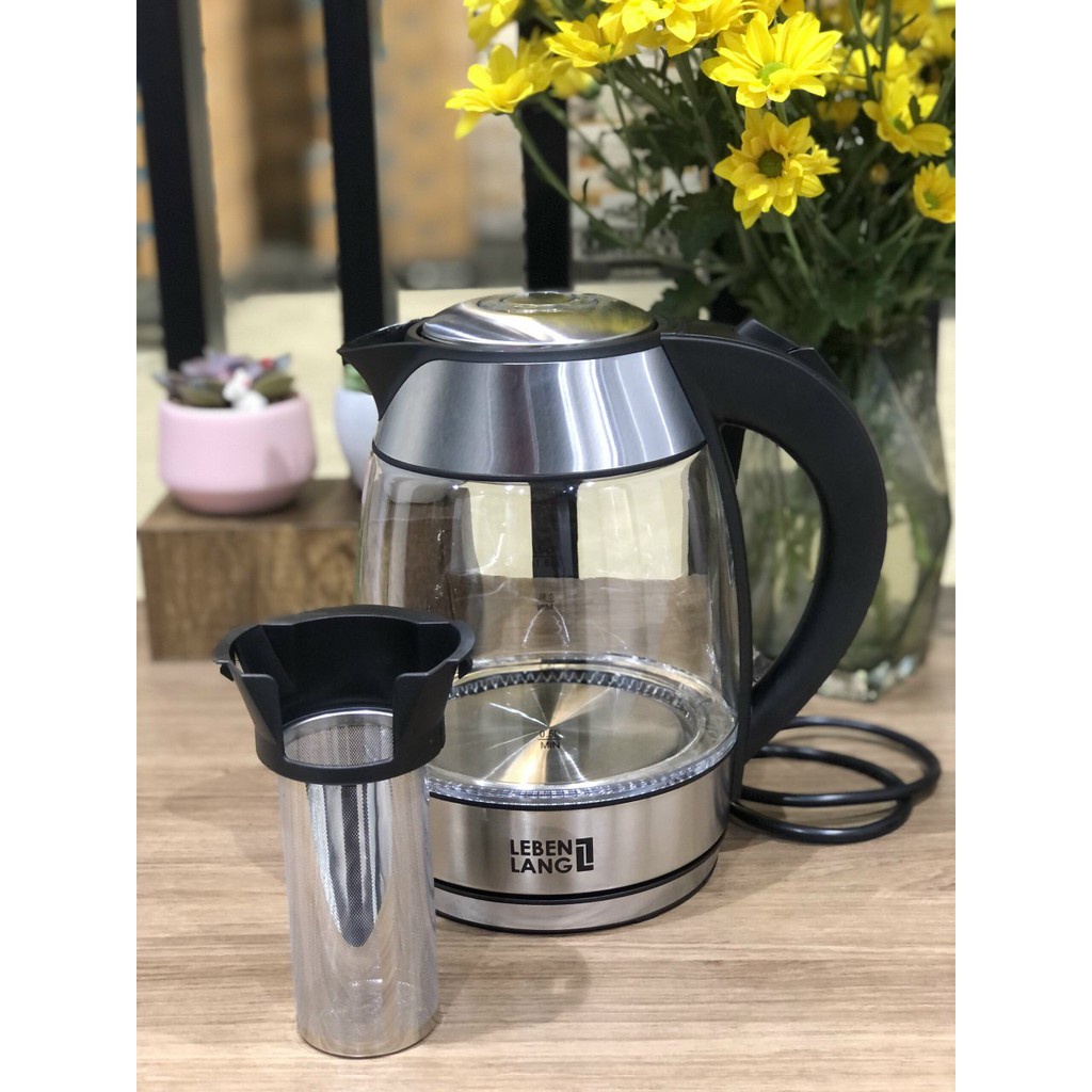 Ấm Siêu Tốc Thủy Tinh Lebenlang 1.8L LBE2819 Hàng Đức Có Lõi Lọc