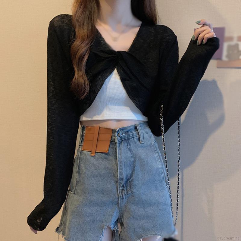 Áo Croptop Cổ Chữ V Thiết Kế Đan Chéo Thời Trang Cho Nữ