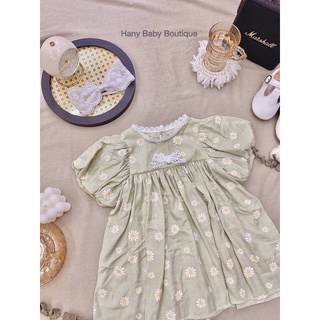 [ Hany Baby ] Váy Đũi Mềm Tay Phồng Cổ Ren