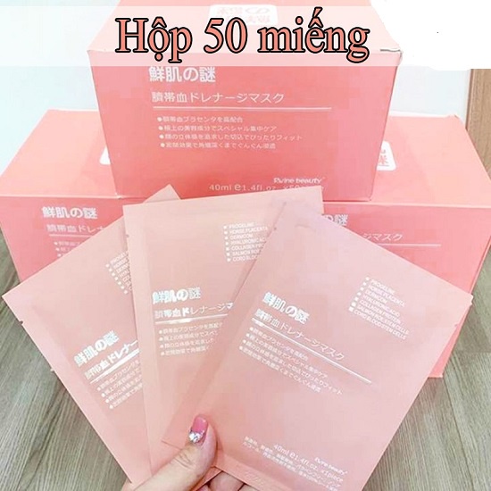 Mặt nạ nhau thai cừu tế bào gốc cuống rốn ⚜️𝑭𝒓𝒆𝒆𝒔𝒉𝒊𝒑⚜️  Rwine Beauty Stem Cell Placenta Mask Nhật Bản (Hộp 50 miếng)