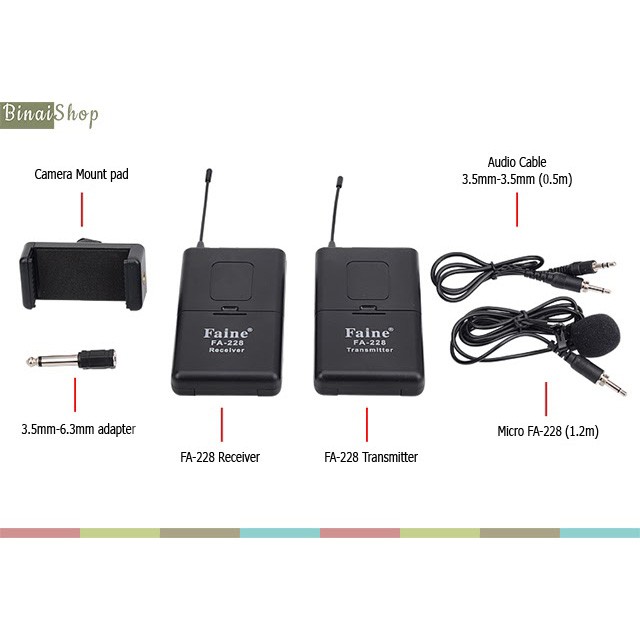 [Mã ELHACE giảm 4% đơn 300K] Micro không dây VHF cho máy ảnh Faine FA-228